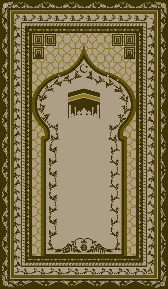 beautiful brown Muslim rug with masjid on it vector
