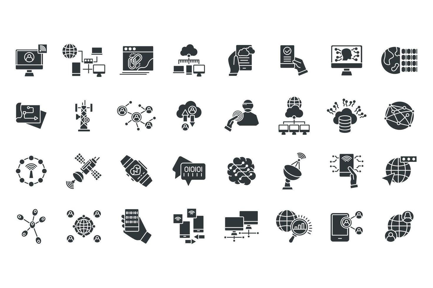 digital connectivity set flat icons vector