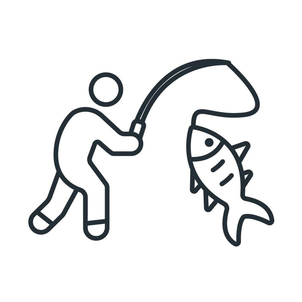 fishing icons line Flat style design vector