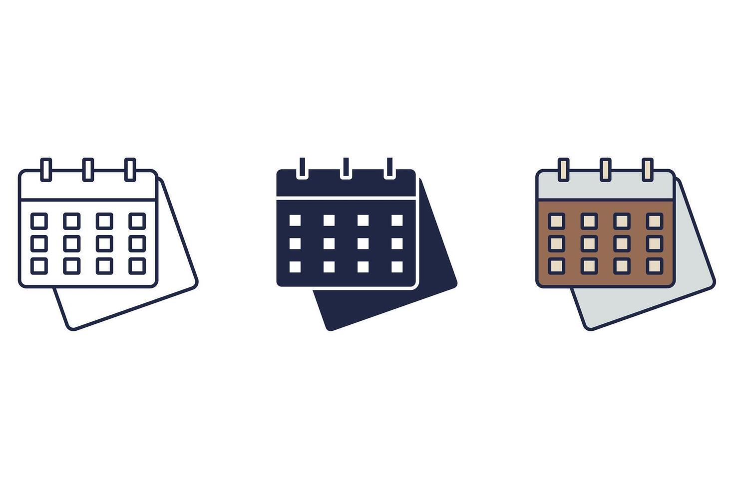 calendar line design style icons vector