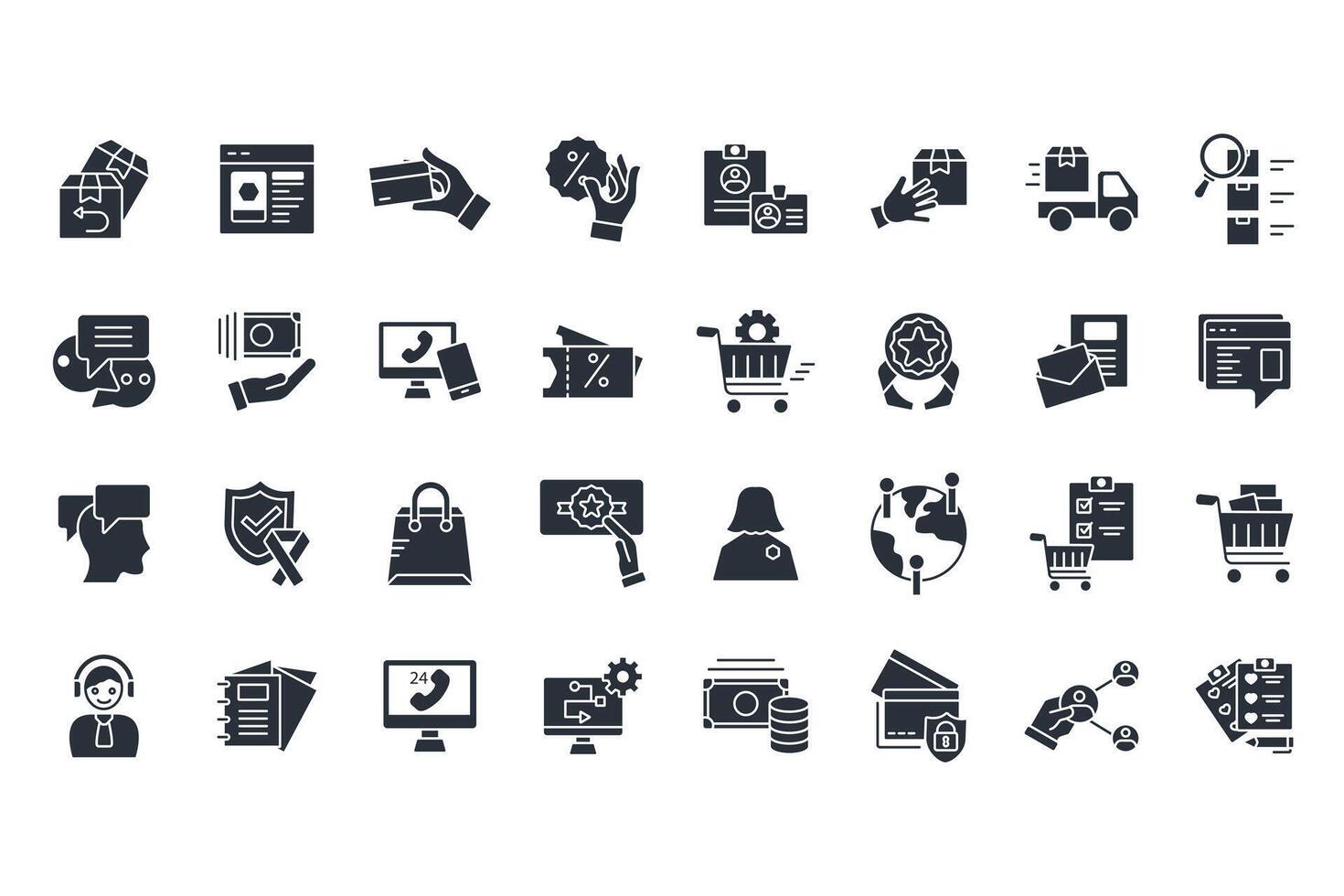 shopping icons set flat solid style vector