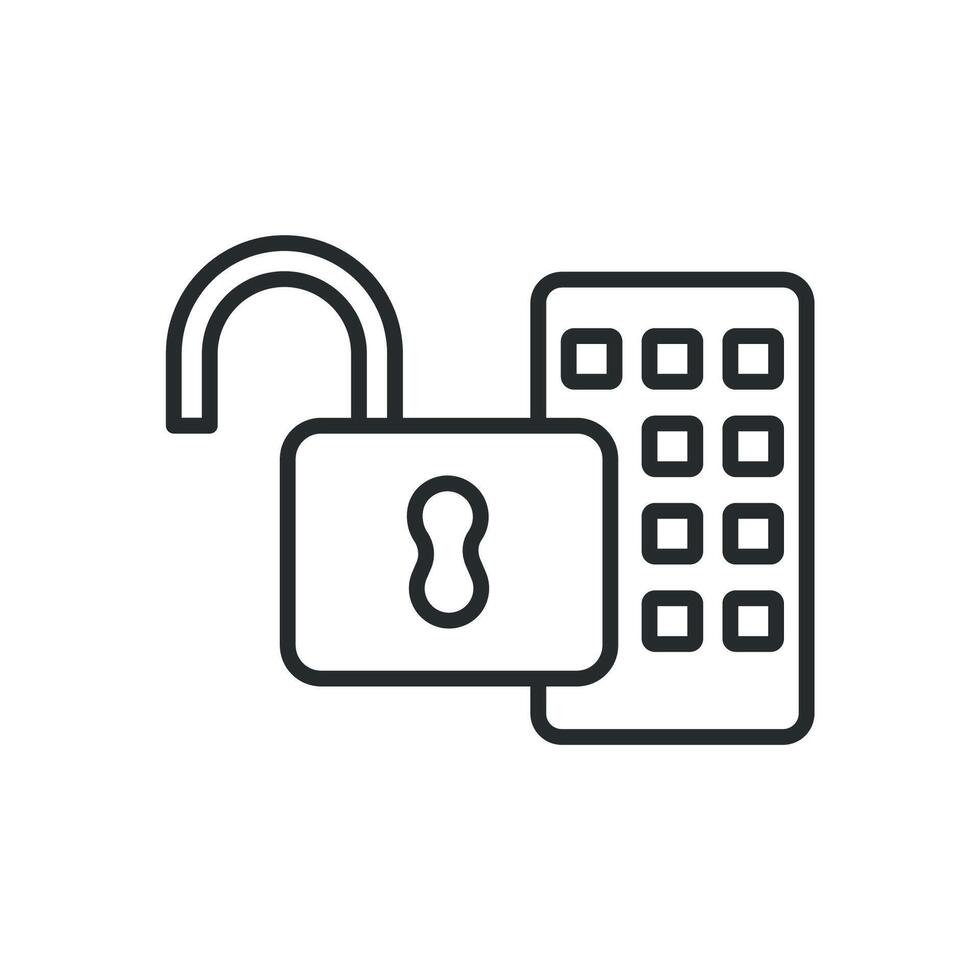 unlock code icons line vector
