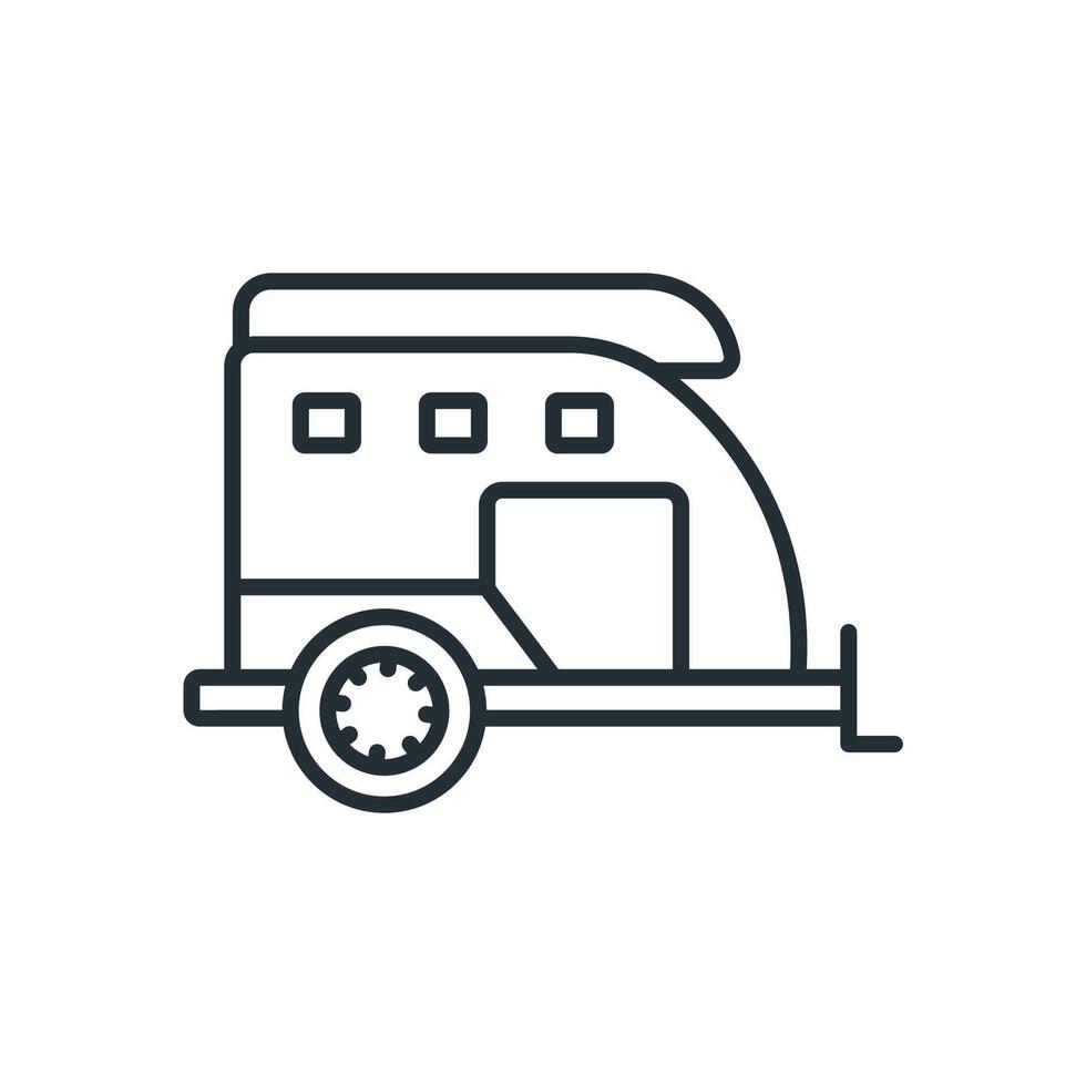 caravan icons line Flat style design vector