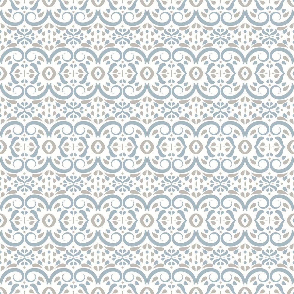 Classic ornamental Seamless pattern in grey colors. Traditional damask background design for fabric, textiles, home decor, linen vector