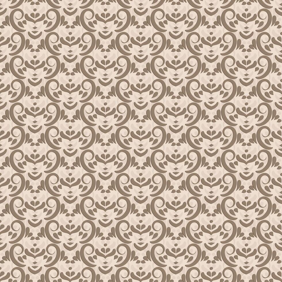 seamless pattern with elegant swirling floral motifs. Soft brown damask background for fabric design, wallpaper, wrapping paper, textiles, home decor vector