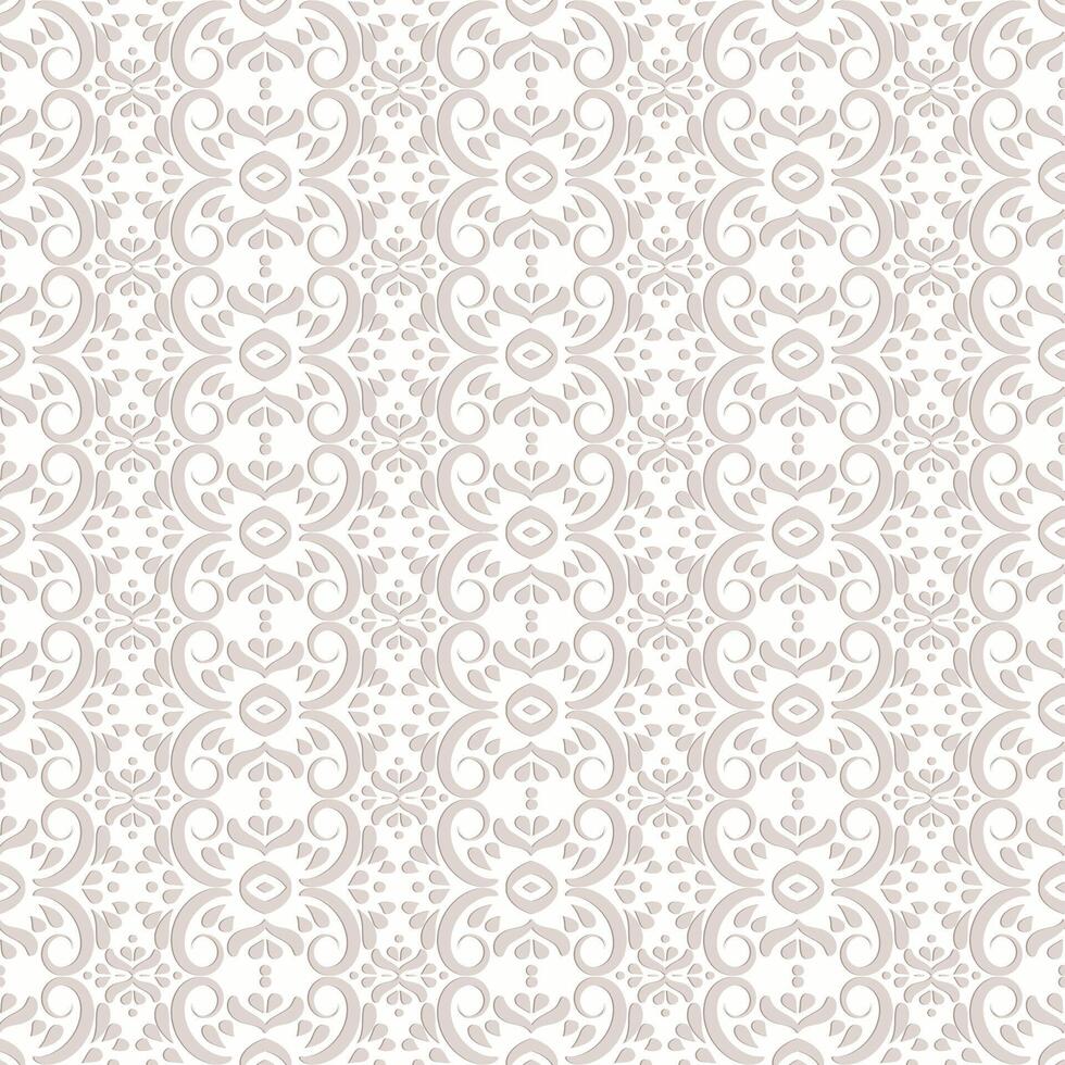 Classic ornamental Seamless pattern in beige colors. Traditional damask background design for fabric, textiles, home decor, linen vector