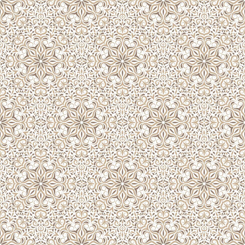 Lace Seamless pattern with intricate ornamental design. Beige brown rich background in damask style for wallpaper, fabric, invitations, website textures vector
