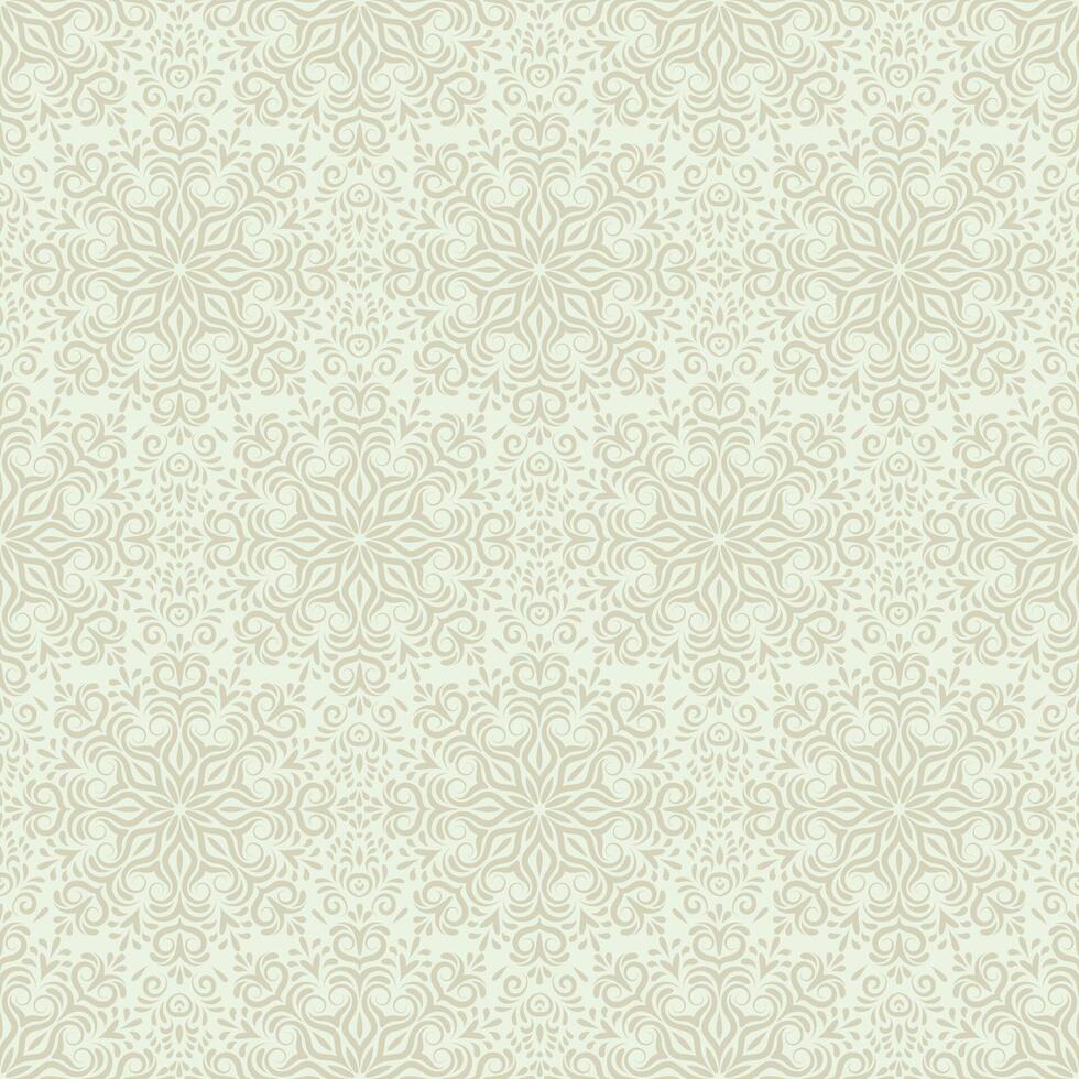 Lace Seamless pattern with dense intricate ornamental design. Beige cream subtlebackground in damask style for wallpaper, fabric, invitations, website textures. vector