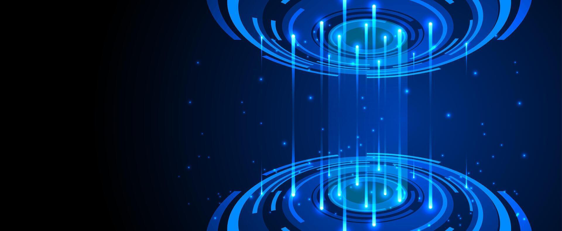 Blue technology ring background with communication connection with futuristic light effect. vector