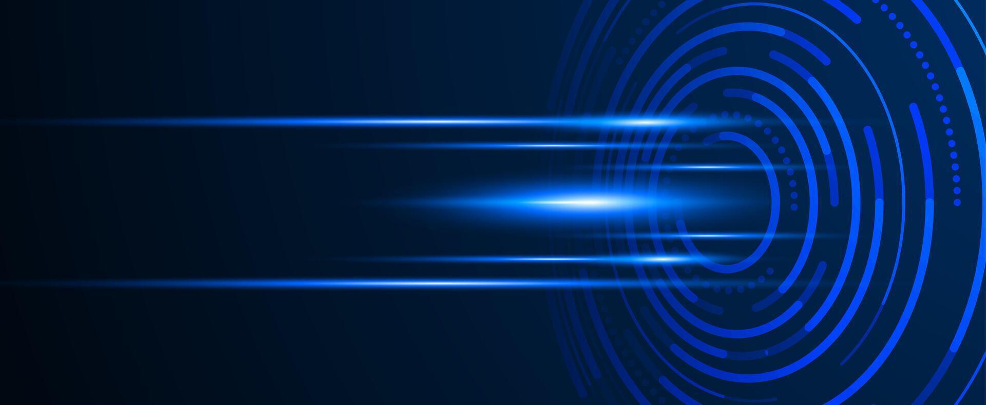 Dark blue technology background with futuristic circle lines and light effects. hi-tech template. design vector