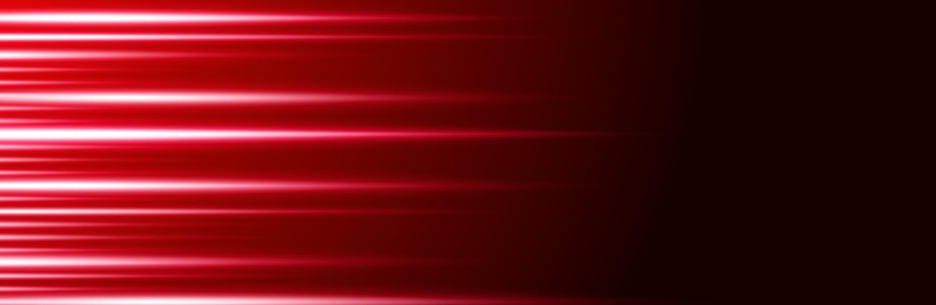 Red speed lines on black background with neon light effect for web banner. design. vector