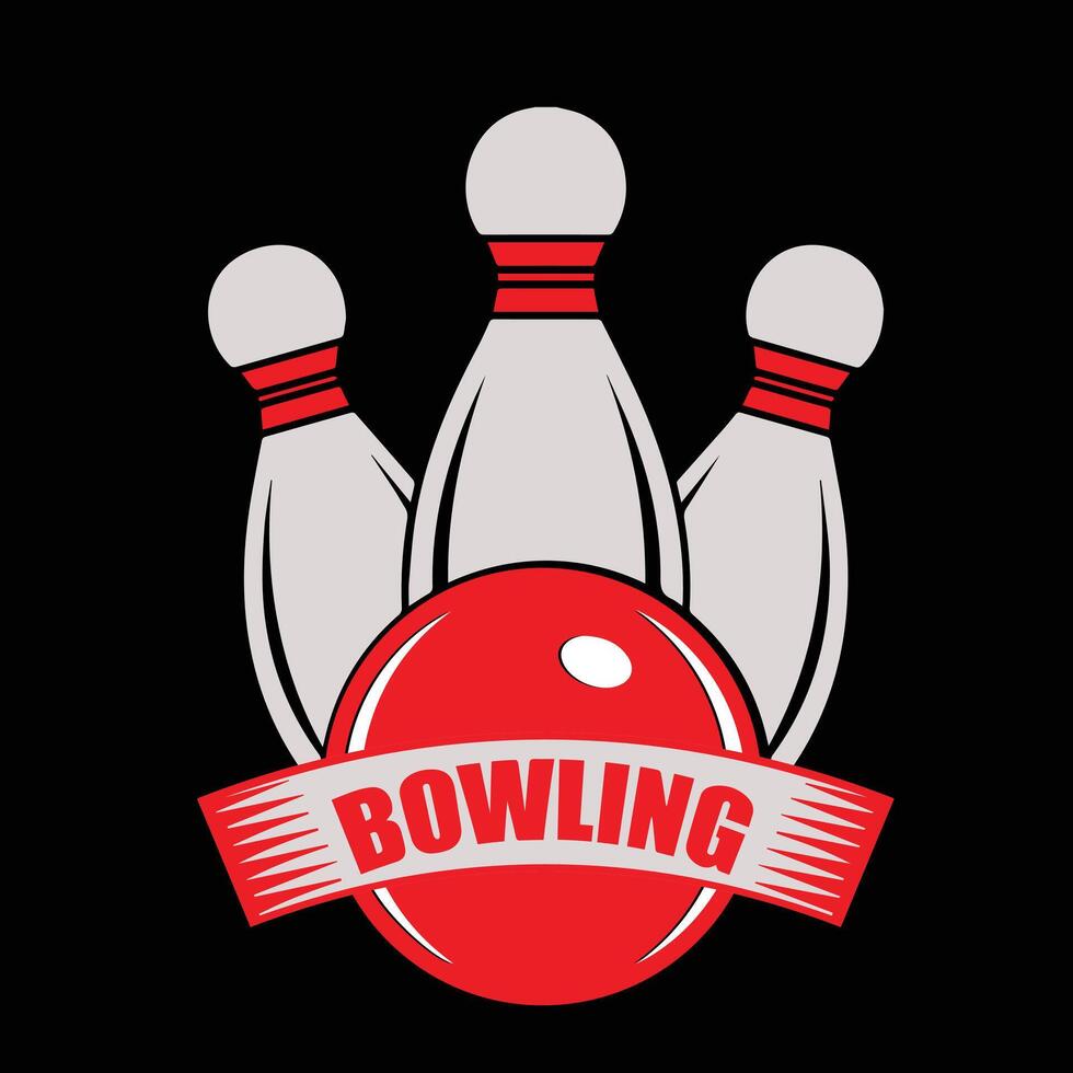 Bowling Ball and Pins Illustration - Classic Bowling Game Design vector