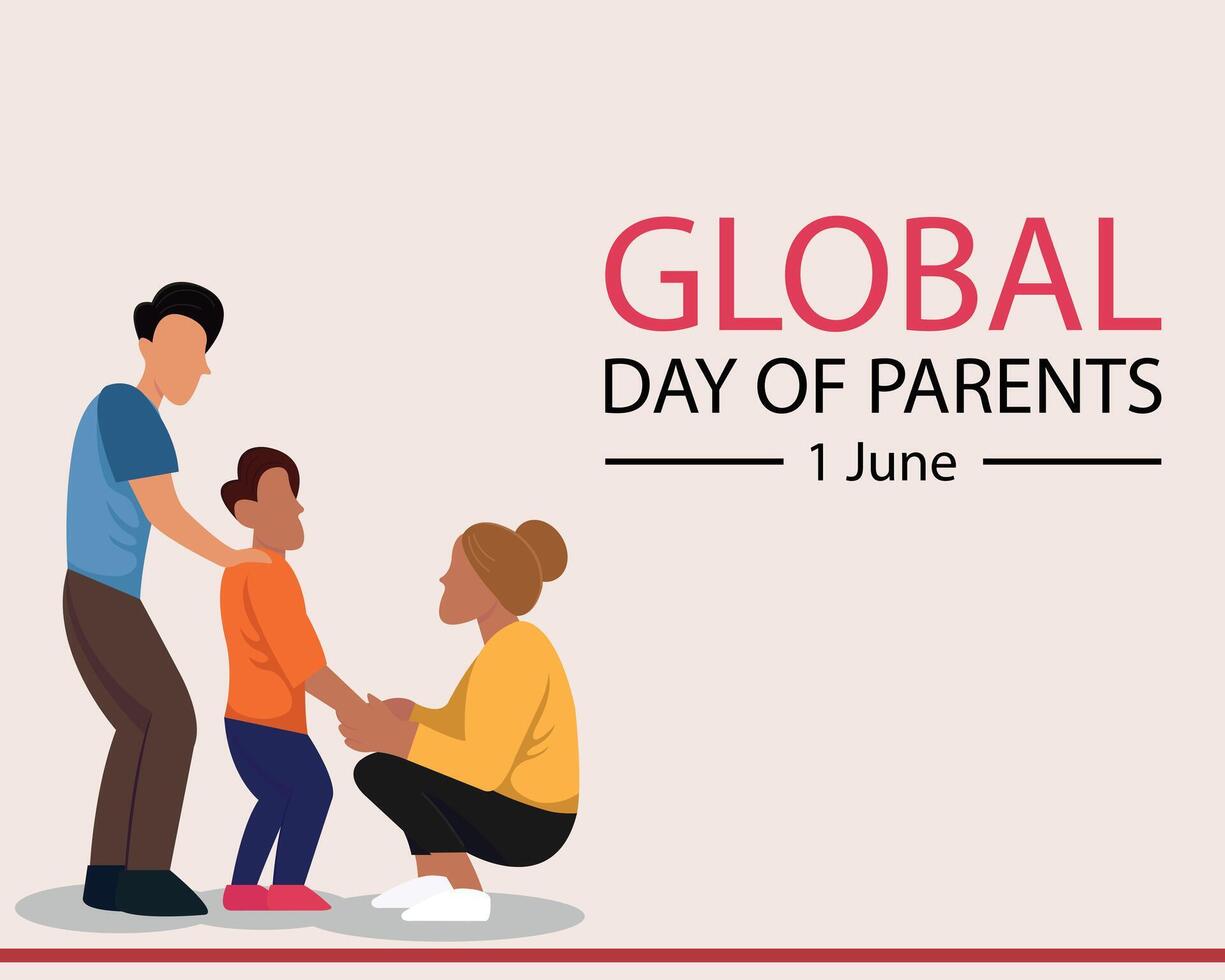 illustration graphic of a mother and father provide support to their child, perfect for international day, global day of parents, celebrate, greeting card, etc. vector