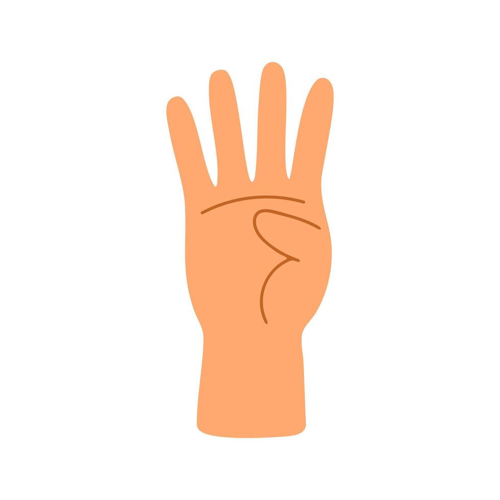 4 Educational Finger Counting Hand Signs vector