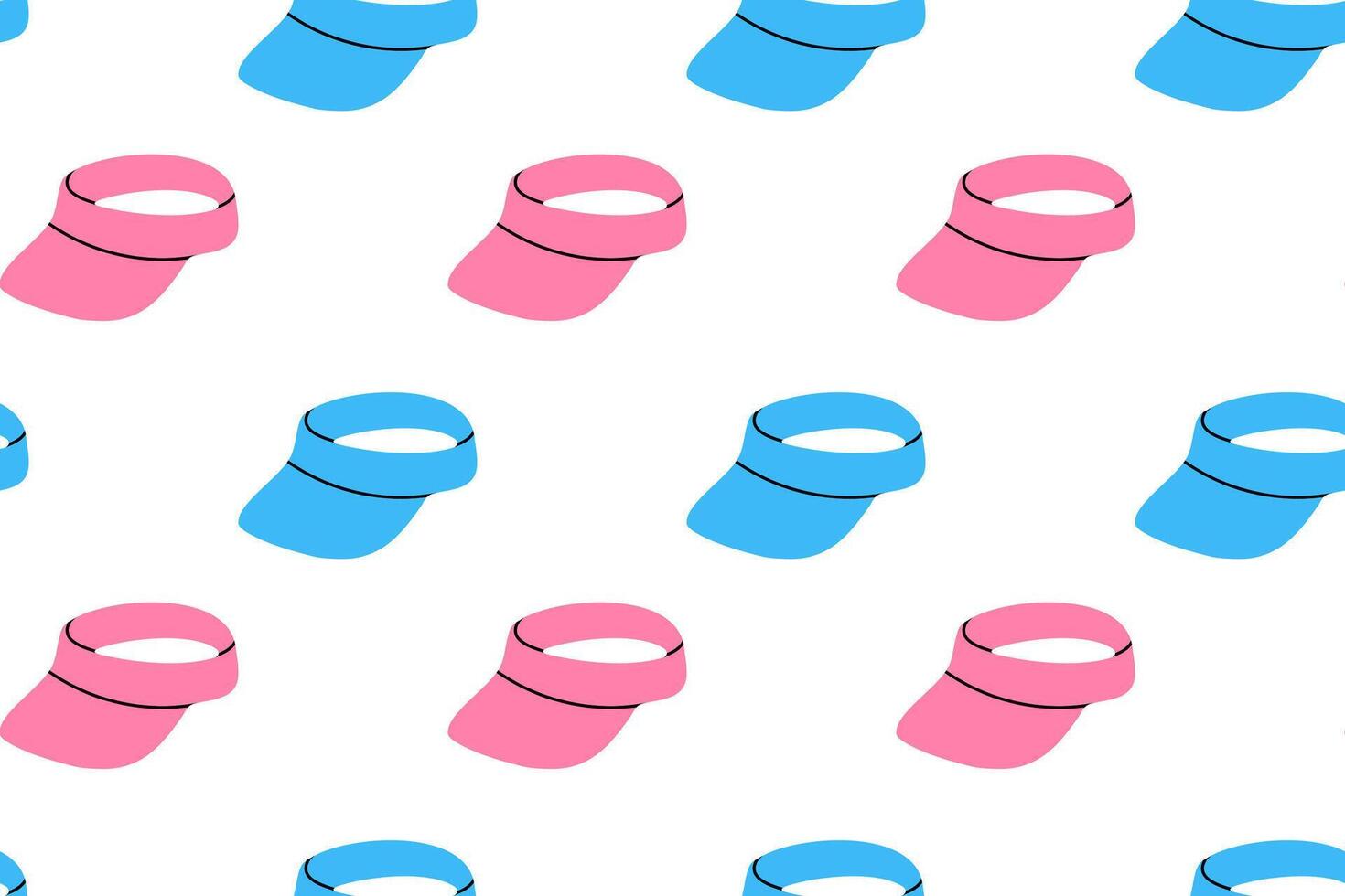 Seamless pattern with blue and pink sport visors on white background vector