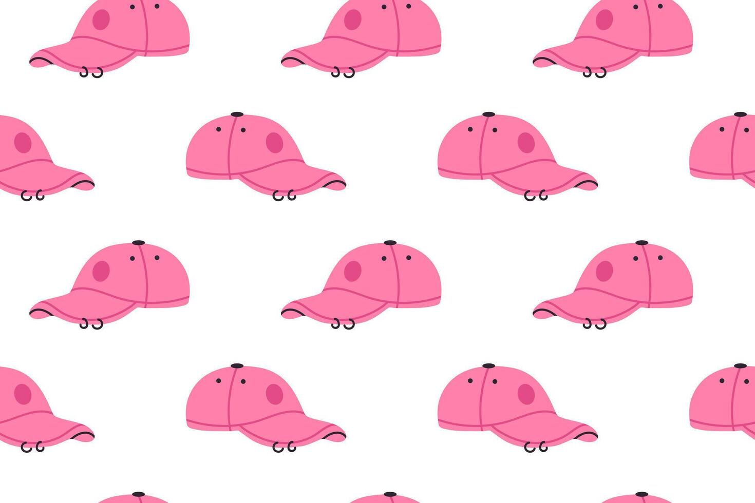 Seamless pattern with pink baseball caps on white background vector