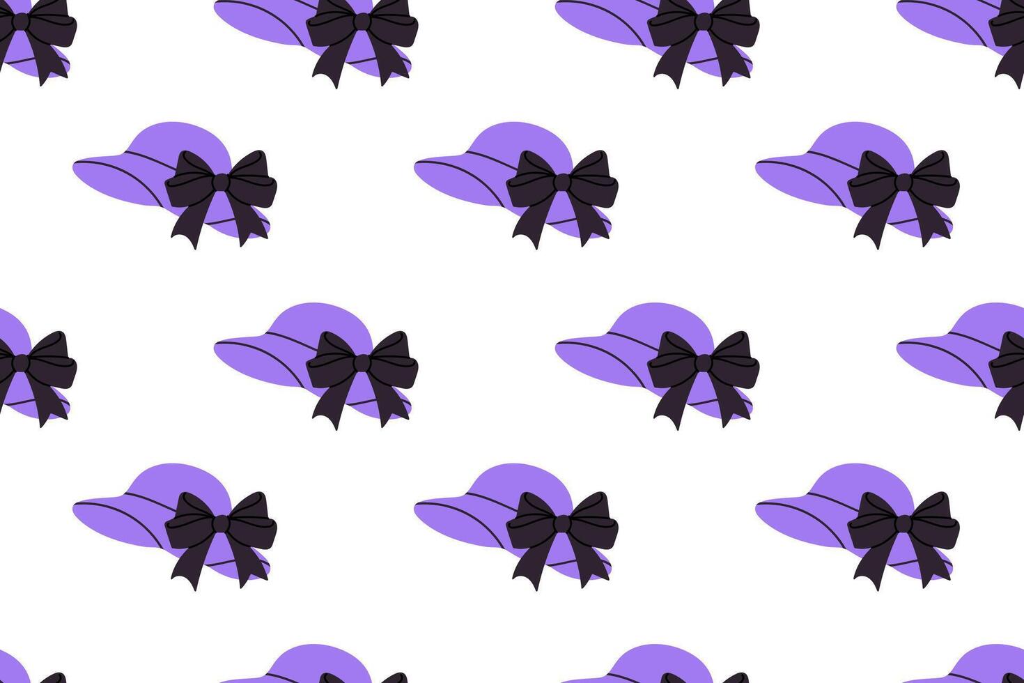 Seamless pattern with purple hats decorated with black bows vector