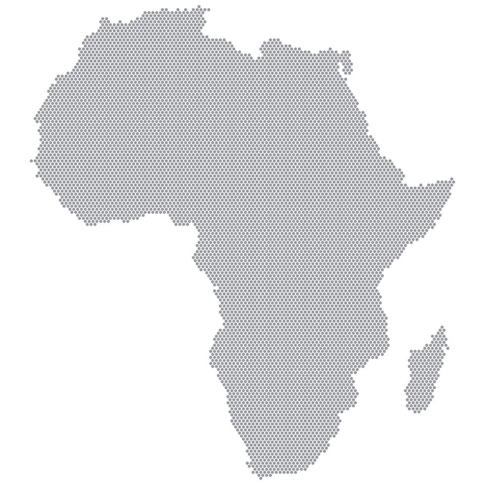 Stylized map of the continent Africa consisting of hexagons vector