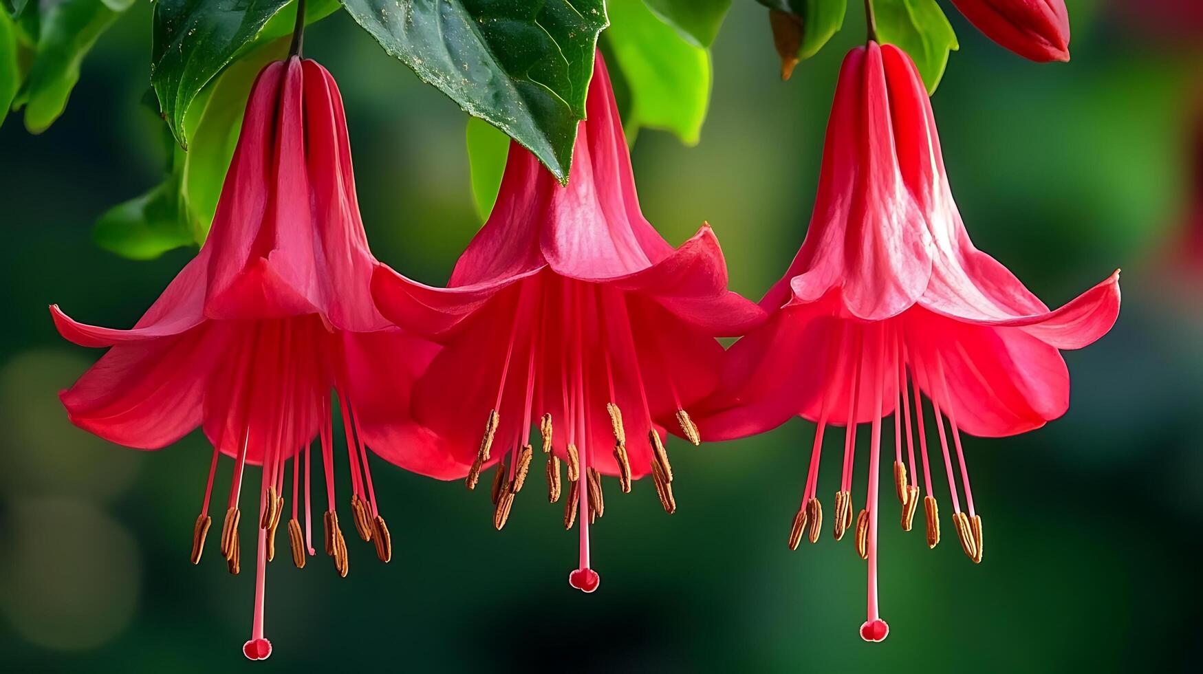 Fuchsia flowers are blooming in the garden photo