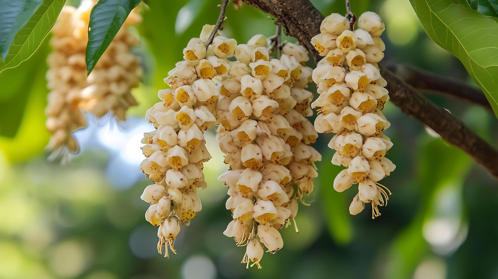 The flowers of a tree with leaves photo