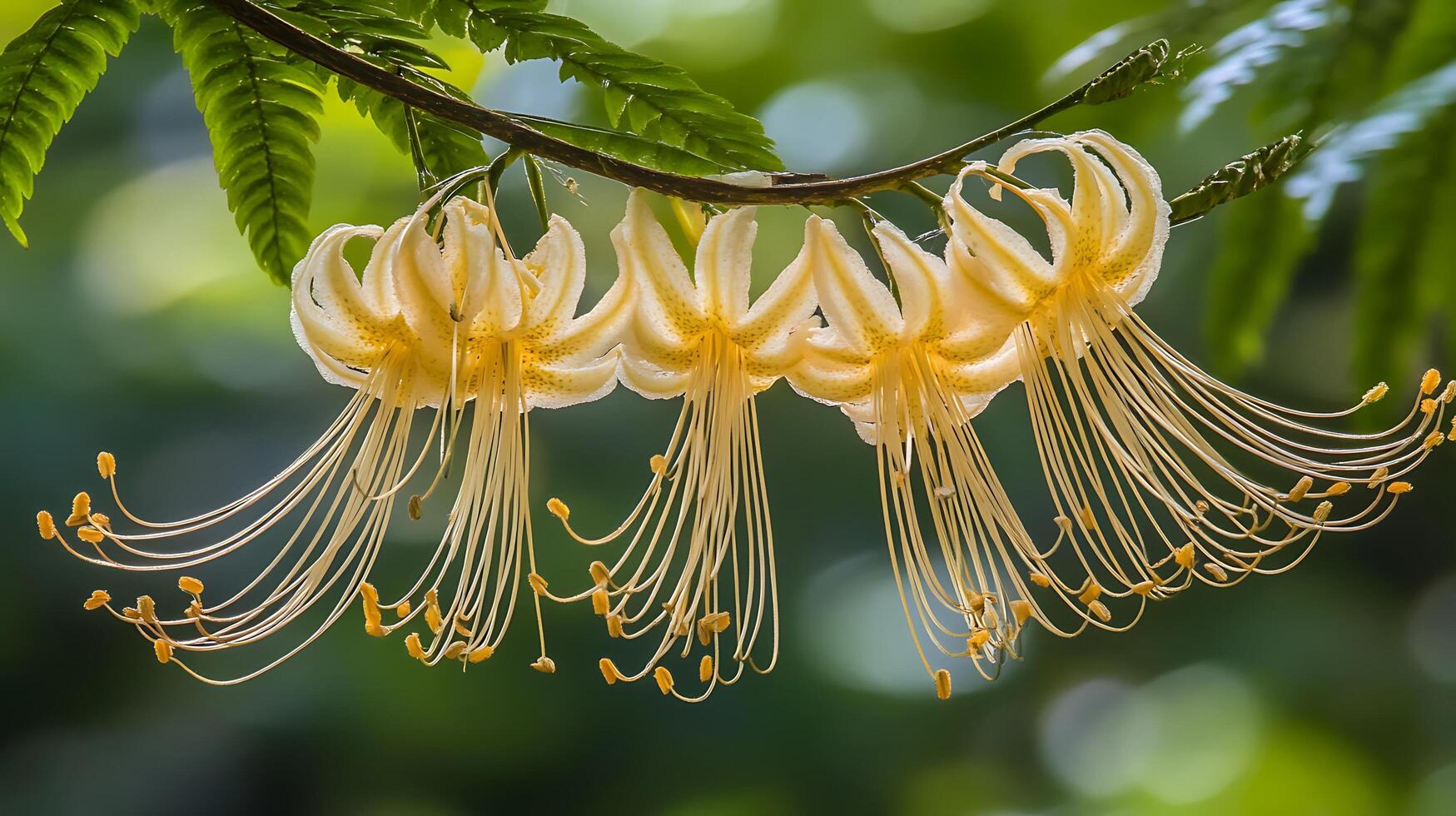 A close up of some flowers on a tree photo