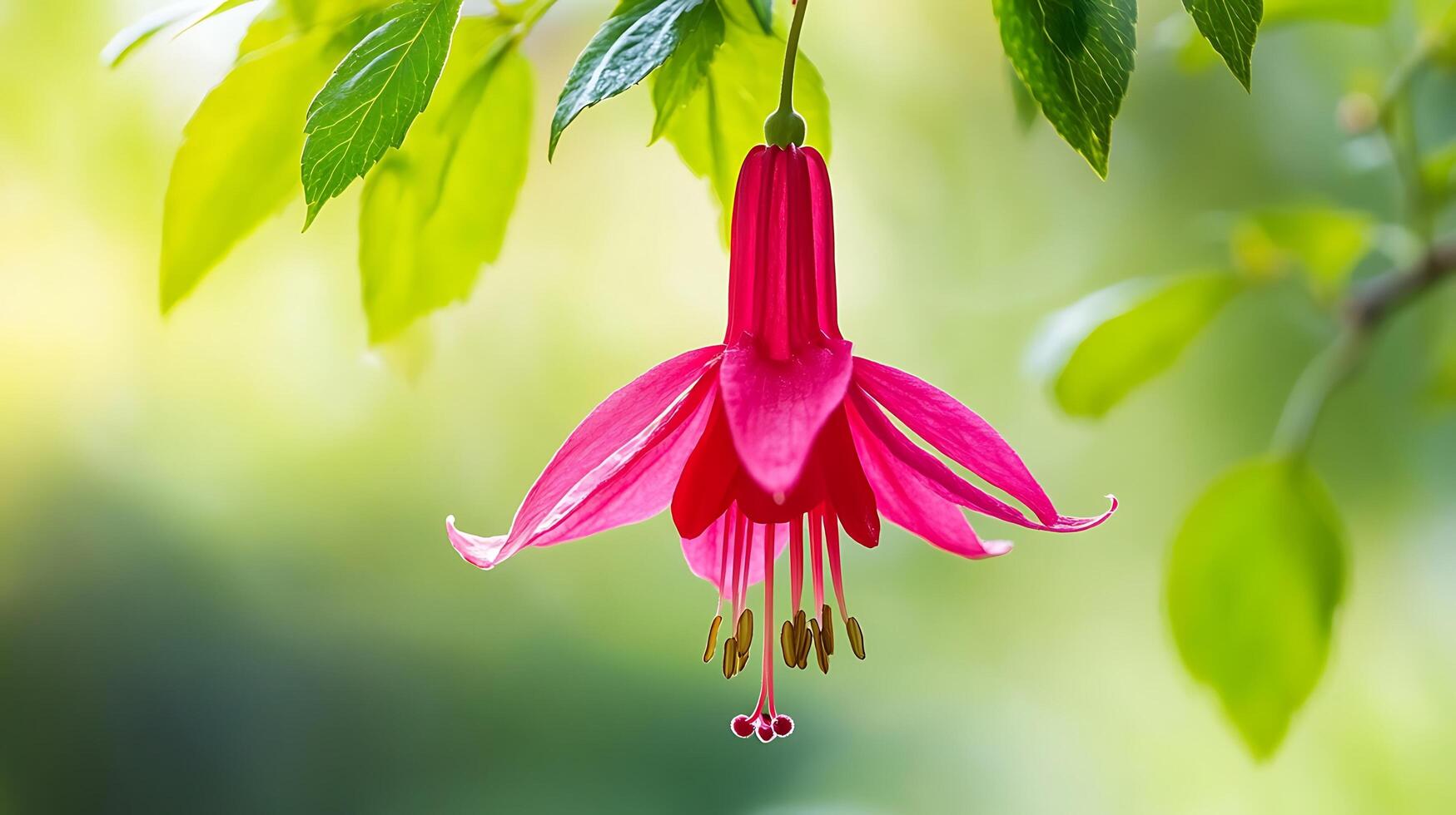 Fuchsia flower on a tree branch photo