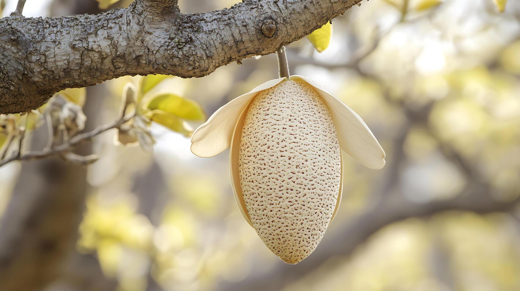 A white object hanging from a tree photo