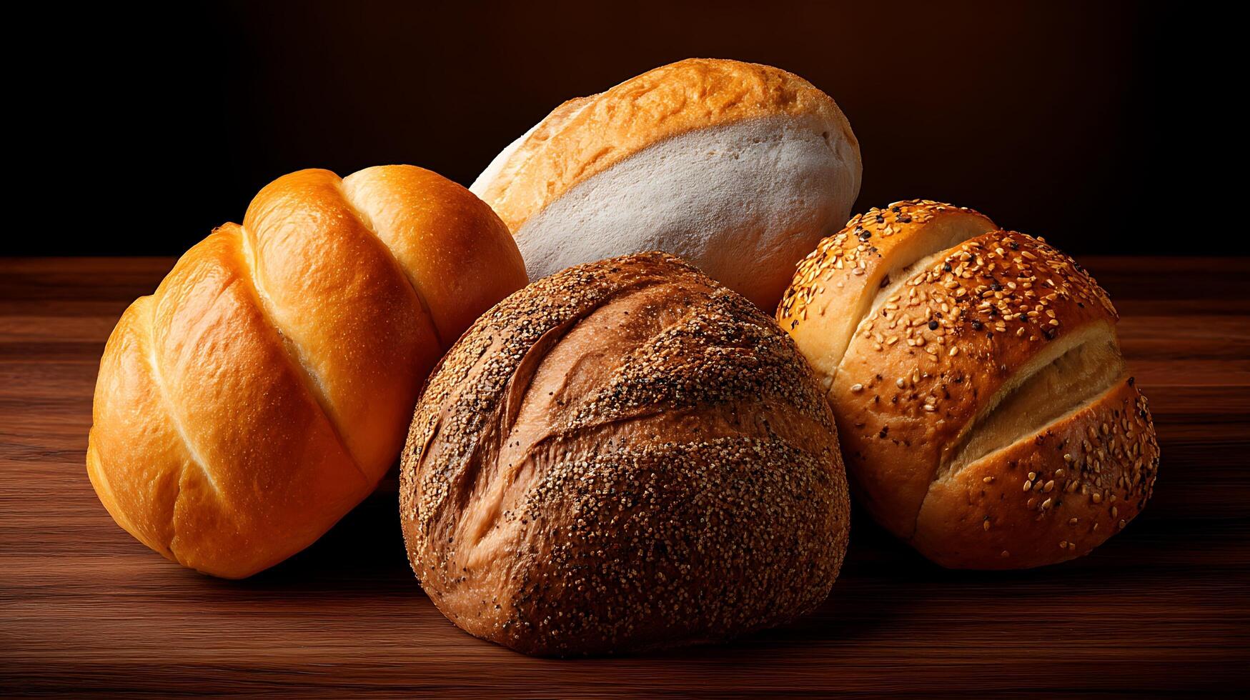A group of breads on a table, foods wallpaper photo