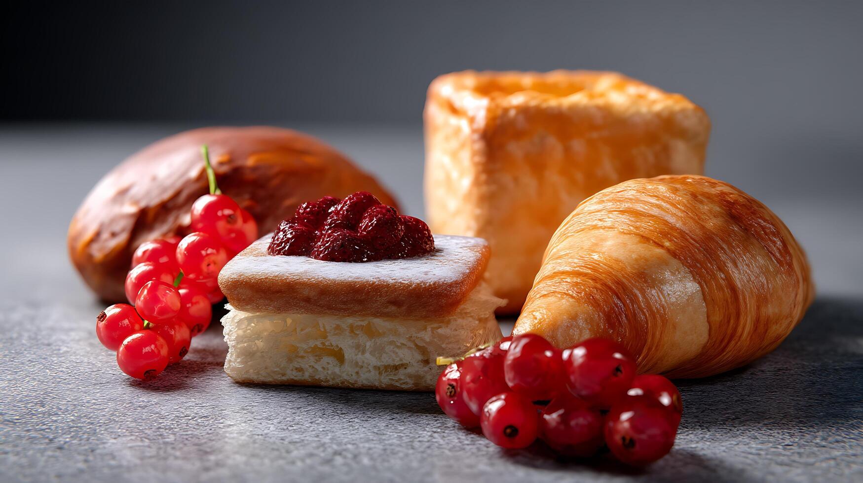 A variety of pastries on a table photo