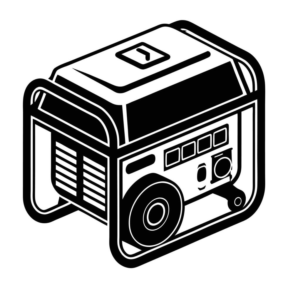 Black and White Silhouette of Portable Generator vector