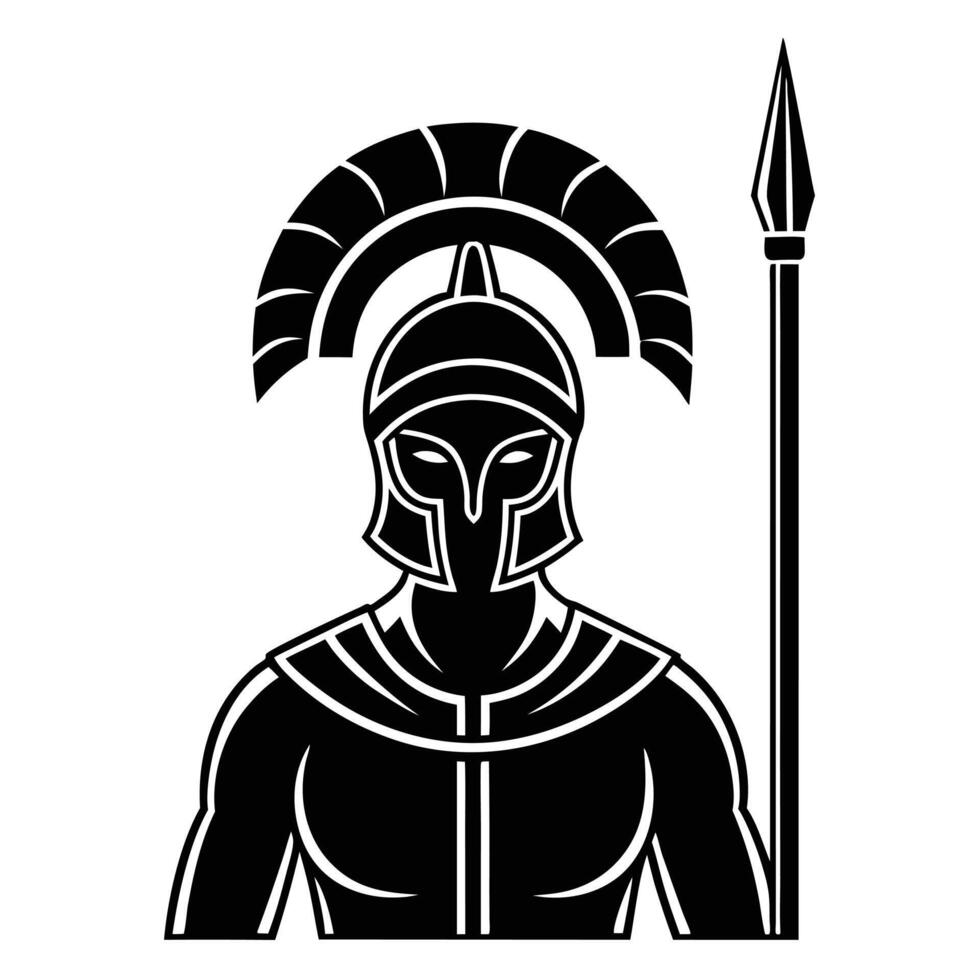 Silhouette of Spartan Soldier Ready for Battle vector