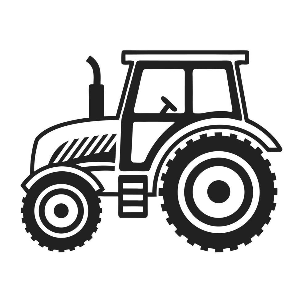 Modern Farm Equipment Silhouette Tractor and Plow Illustration vector