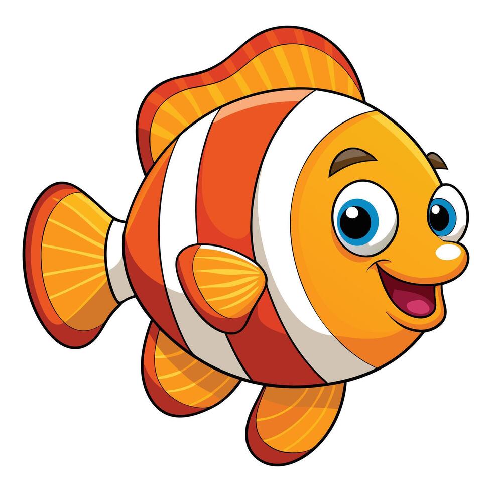 Cute clown fish cartoon on white background isolated on white background vector