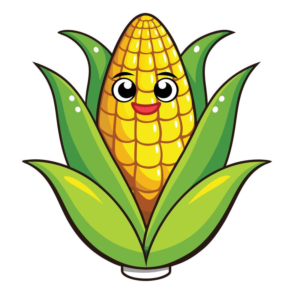 Cute cartoon corn isolated on white background vector