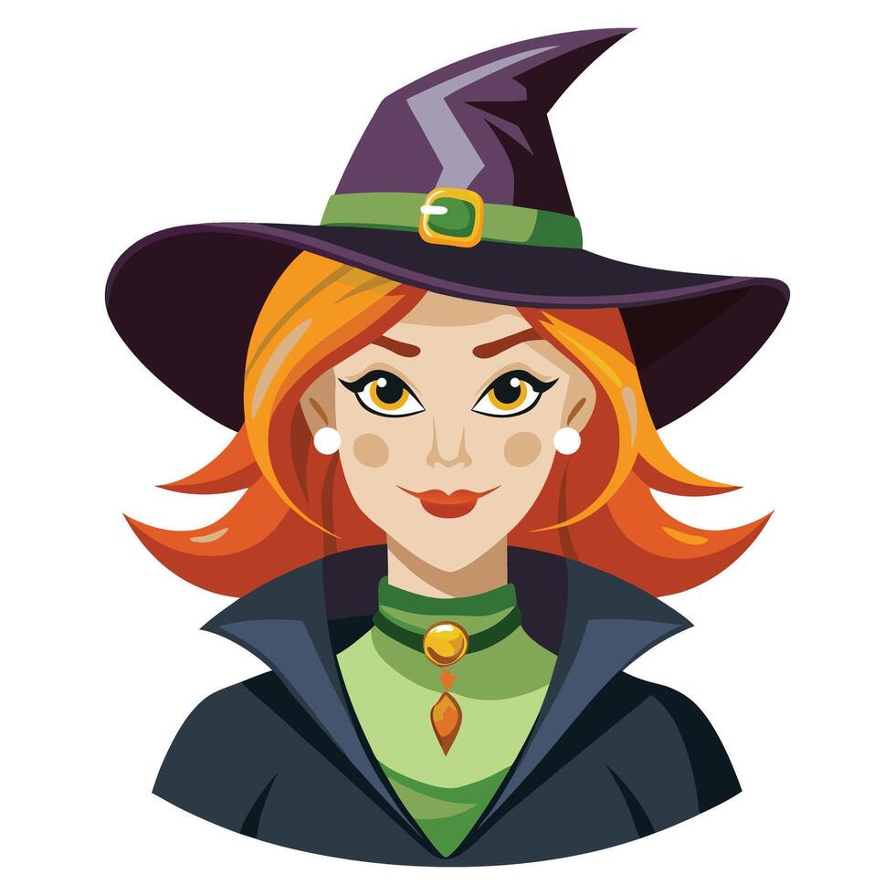 Halloween witch portrait on white background vector