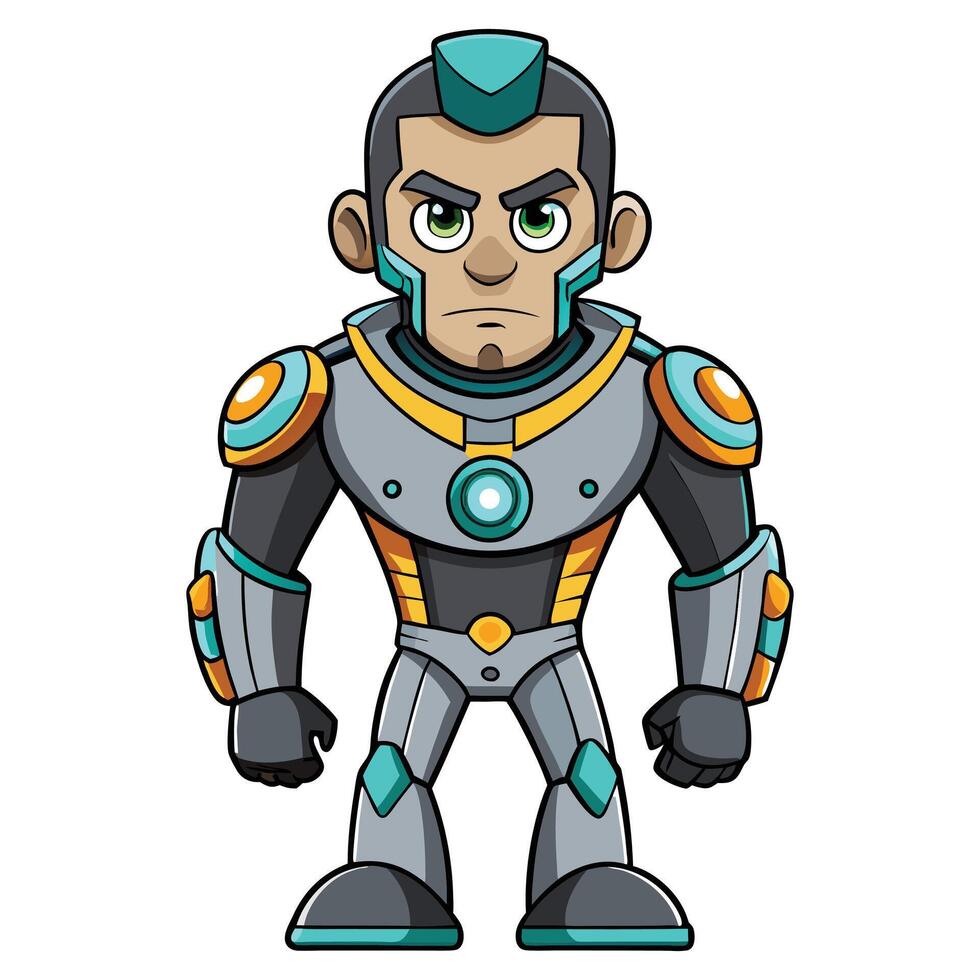 Cartoon Cyborg Isolated on White Background vector