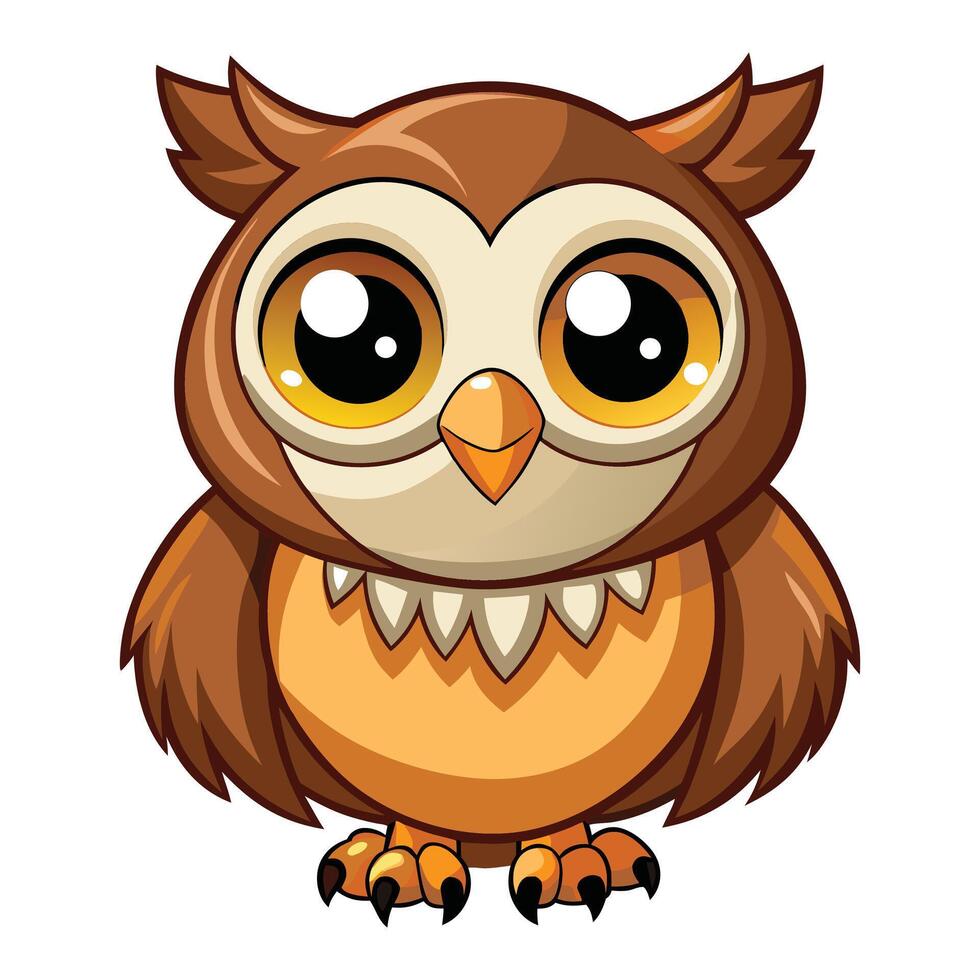 Cute little owl cartoon Isolated on White Background vector