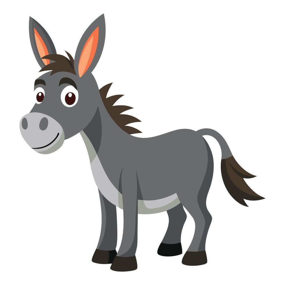 Cute cartoon donkey isolated on white background vector