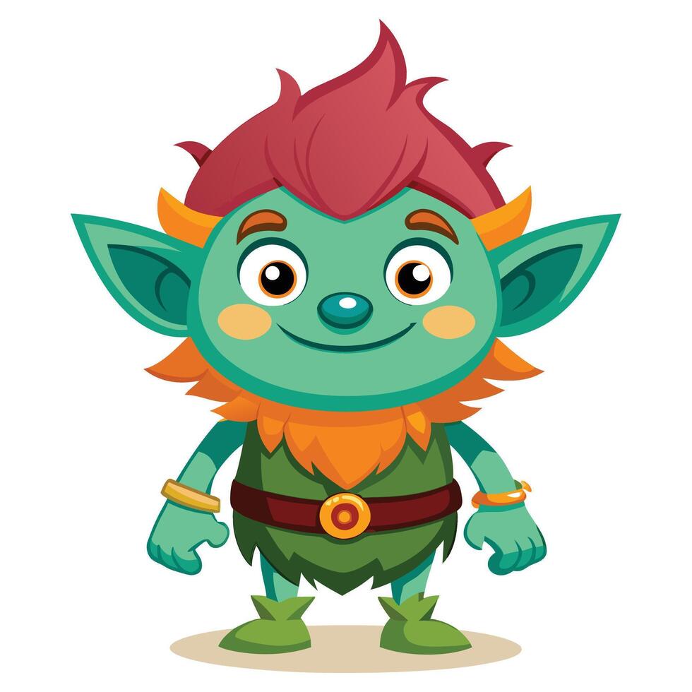 Cute Cartoon Troll Character Isolated on White Background vector