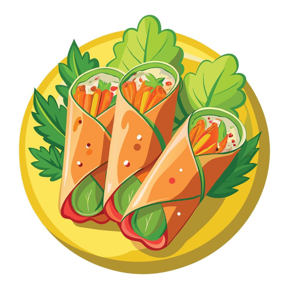 Fresh Spring Rolls on white backgrund vector
