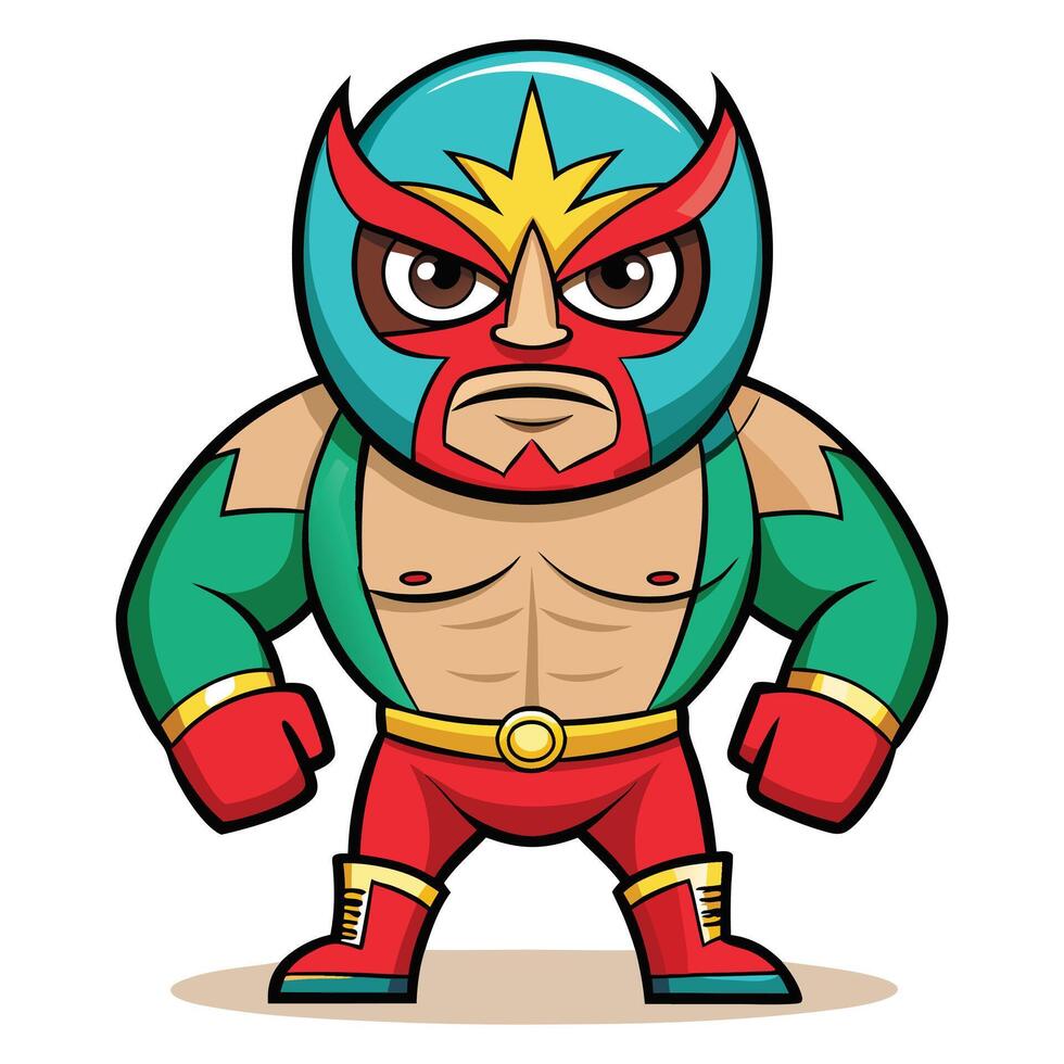 Mexican Wrestler Cartoon character on white background vector