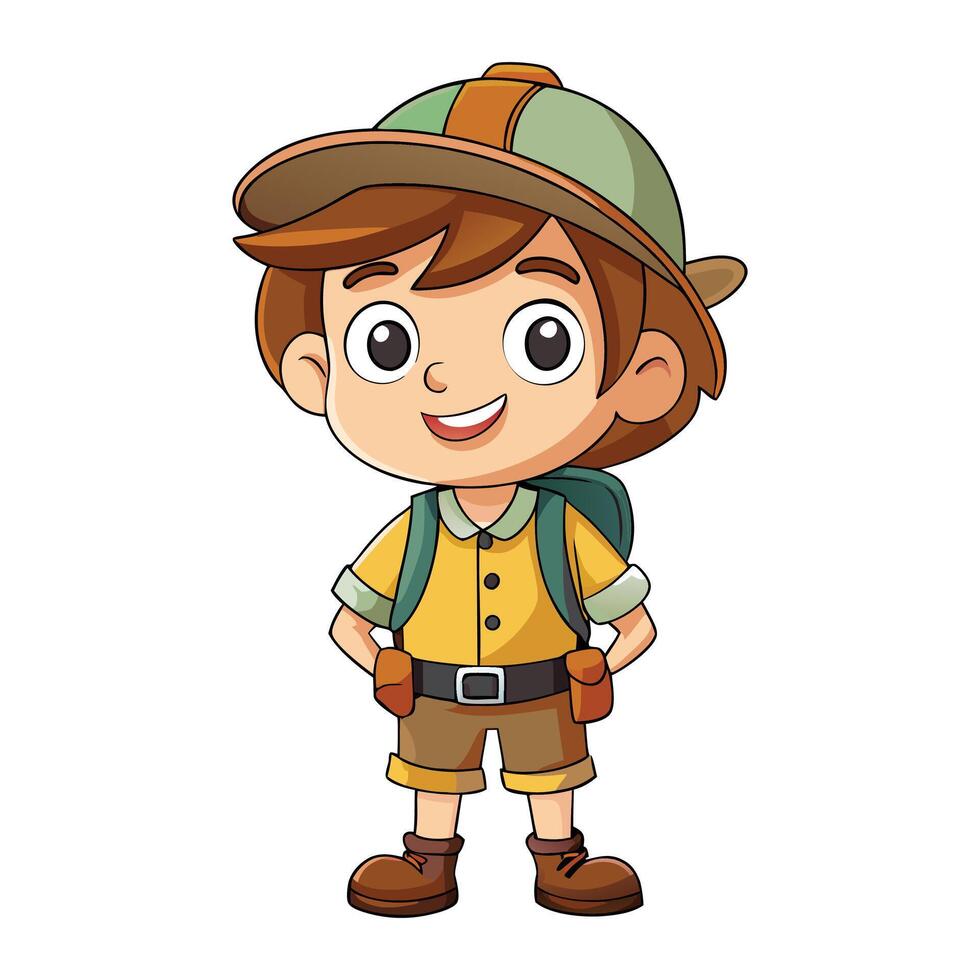 Cartoon Explorer kid on White Background vector