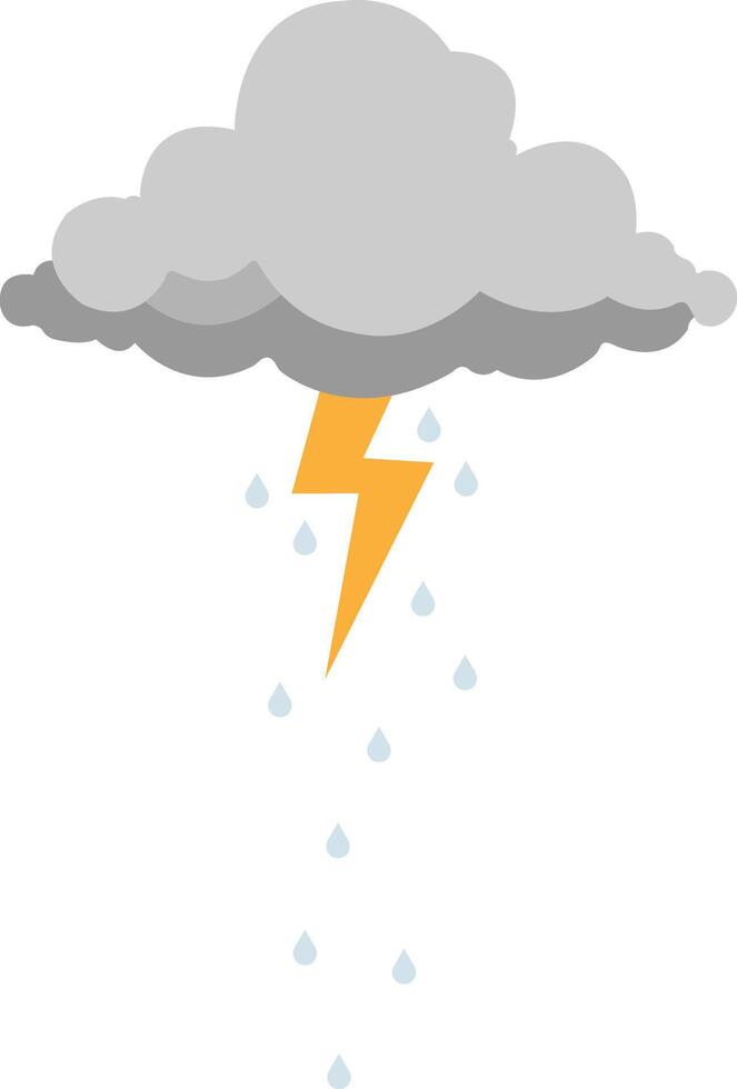 Cloud clipart icon design with rain and lightning vector