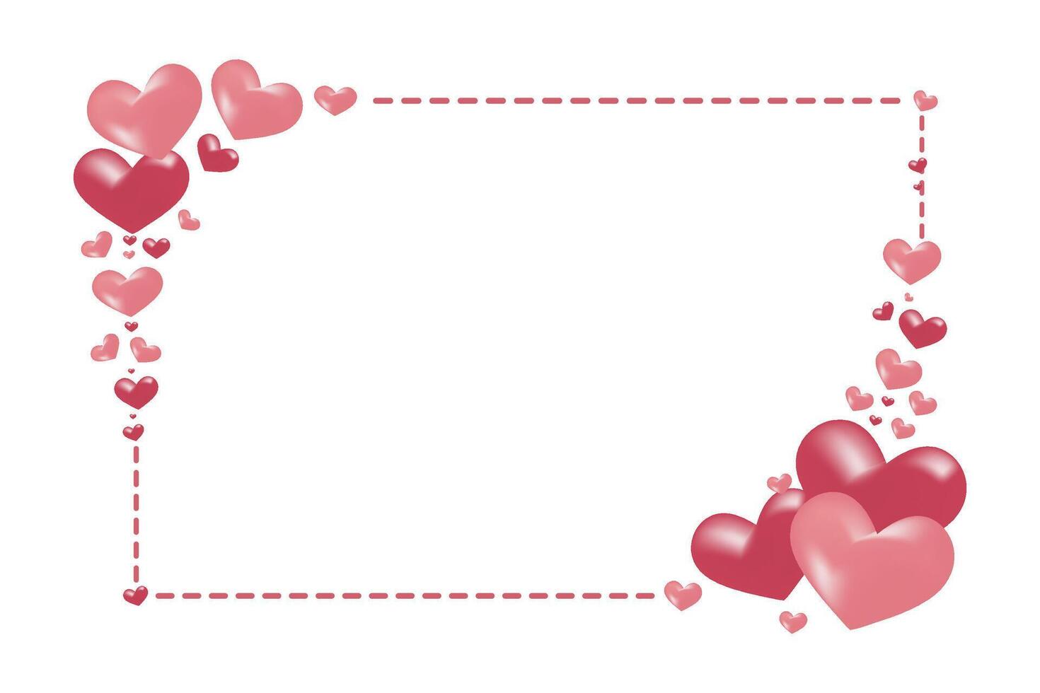 Heart Border Greeting Card Design in Pink and Red Tones for Love Messages Valentines or Friendship Wishes vector