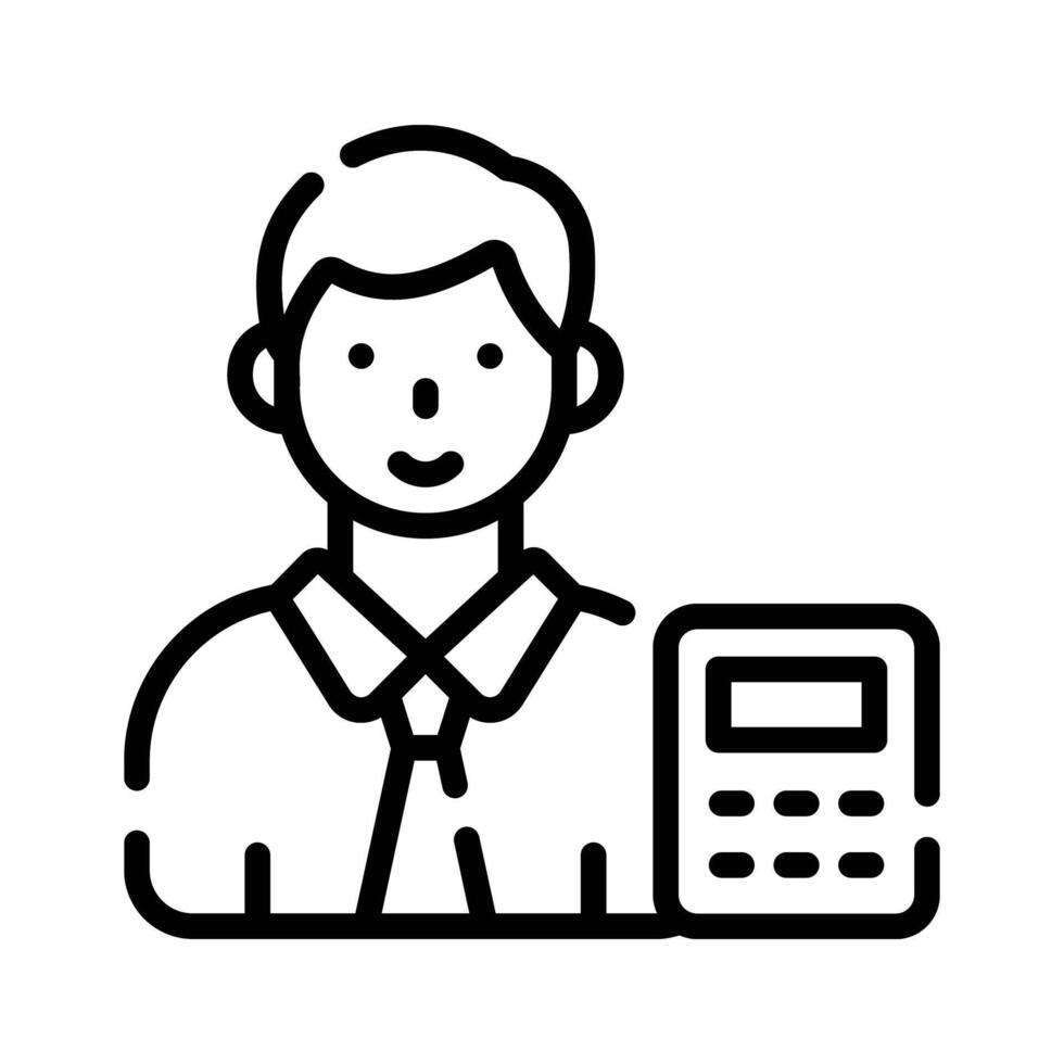 Ready to use line icon of accountant with calculator vector