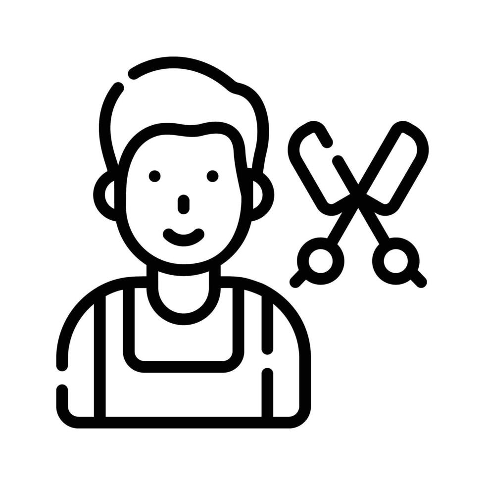 A handy line style icon depicting barber avatar vector