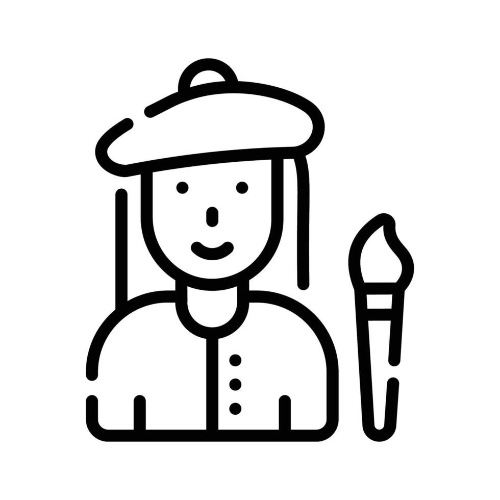 Ready to use line style icon of female painter with brush vector