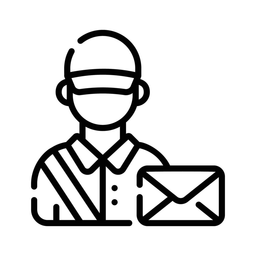 Visually appealing line style icon showing postman character vector