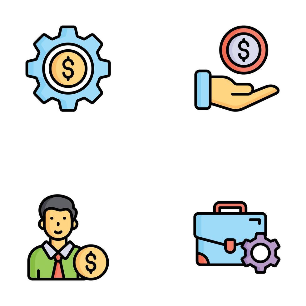 Handy Set of Finance Flat Outline Icons vector
