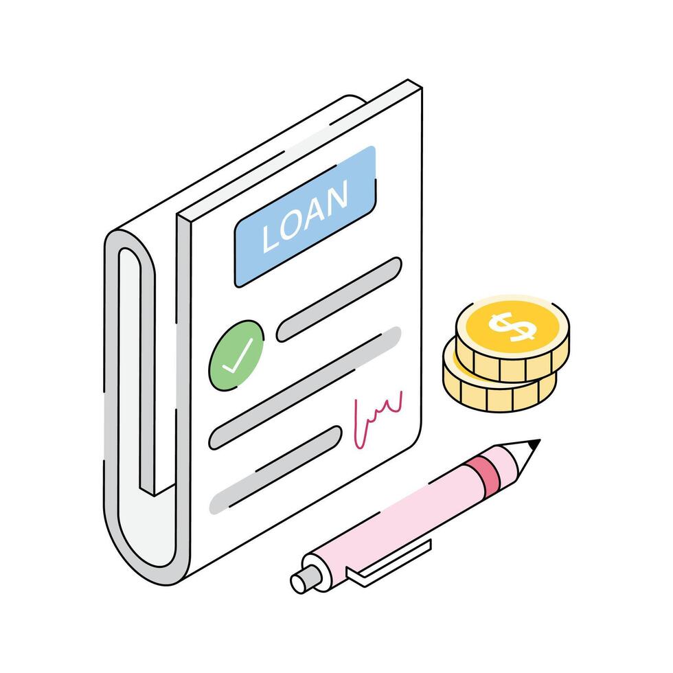 Loan paper icon creatively designed in isometric style vector